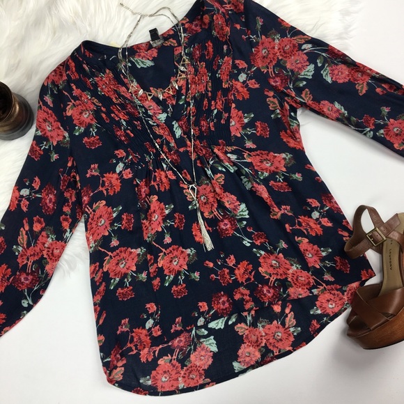Lucky Brand Tops - LUCKY BRAND Floral Print Boho Blouse